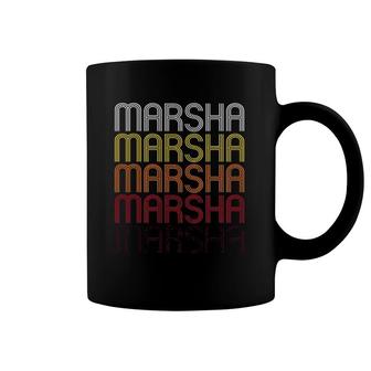 Marsha Retro Wordmark Pattern Vintage Style Coffee Mug | Mazezy