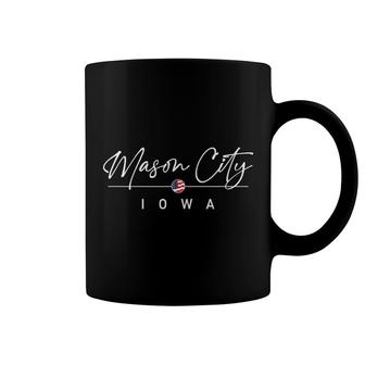 Mason City Iowa American Flag Coffee Mug | Mazezy
