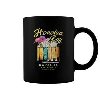 Maui Honolua Bay Hawaii Vintage Hawaiian Surf Graphic Coffee Mug | Mazezy