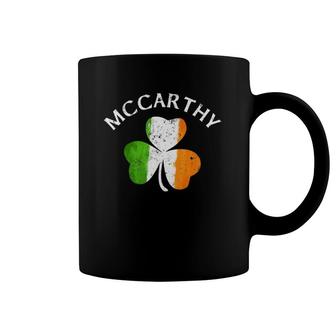 Mccarthy Irish Family Name Irish Flag Shamrock Coffee Mug | Mazezy