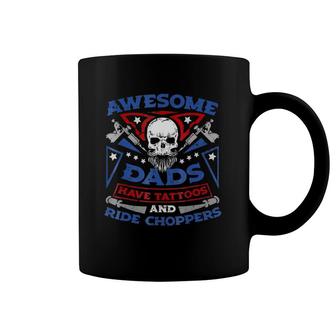 Mens Awesome Dads Have Tattoos And Ride Choppers Coffee Mug | Mazezy