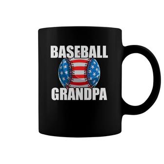 Mens Baseball Grandpa Grandfather's Baseball American Flag Coffee Mug | Mazezy