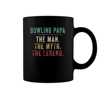 Mens Bowling Papa Fathers Day Gift, Bowling Man Myth Legend Coffee Mug | Mazezy