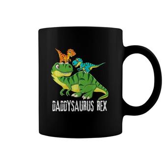 Mens Daddy Daddysaurus Rex 2 Kids Dinosaur Father's Day Gift Coffee Mug | Mazezy