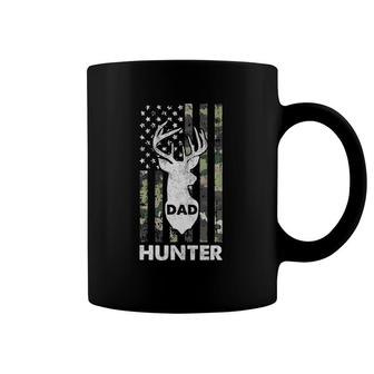 Mens Deer Hunter Dad Fathers Day Hunting American Flag Camo Papa Coffee Mug | Mazezy
