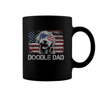 Mens Doodle Dad Goldendoodle Dog American Flag Veteran Day 4th Of July Coffee Mug - Seseable