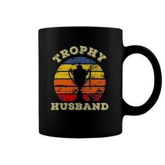 Mens Funny Husband Dad Vintage Retro Sunset Trophy Fathers Day Coffee Mug | Mazezy