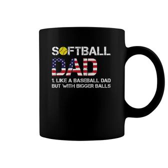 Mens Funny Softball Dad Baseball Bigger Balls Usa Flag Coffee Mug | Mazezy