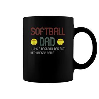 Mens Funny Softball Dad Like A Baseball Dad But With Bigger Balls Coffee Mug | Mazezy