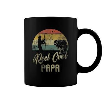 Mens Funny Vintage Reel Cool Papa Fish Fishing Father's Day Coffee Mug | Mazezy