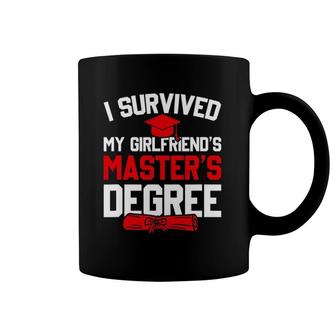 Mens I Survived My Girlfriend's Master's Degree Funny Graduation Coffee Mug | Mazezy