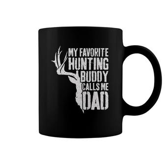 Mens My Favorite Hunting Buddy Calls Me Dad Deer Hunter Coffee Mug | Mazezy