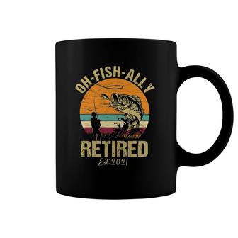 Mens Oh Fish Ally Retired 2021 Funny Fishing Retirement Vintage Coffee Mug | Mazezy