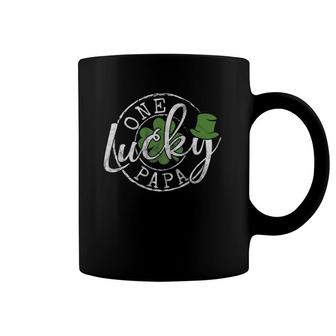 Mens One Lucky Papa Funny Father Irish Clovers St Patrick's Day Coffee Mug | Mazezy
