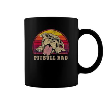 Mens Pitbull Dad Vintage Smiling Pitbull Father's & Dog Lovers Coffee Mug | Mazezy