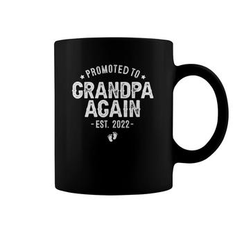 Mens Promoted To Grandpa Again 2022 Soon To Be Grandfather Again Coffee Mug | Mazezy