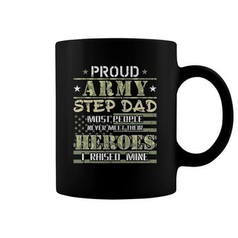 Mens Proud Army Stepdad I Raised My Heroes Camo Army Step Dad Coffee Mug | Mazezy