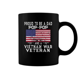 Mens Proud Dad Pop-Pop Vietnam War Veteran - Retro Us Flag Grandpa Coffee Mug | Mazezy