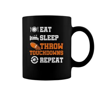 Mens Quarterback Football Position Eat Sleep Throw Touchdowns Coffee Mug | Mazezy