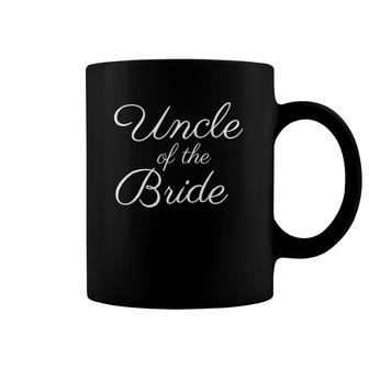Mens Uncle Of The Bride , White Script Font, Wedding Coffee Mug | Mazezy