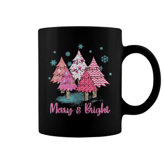 Merry And Bright Pink Christmas Tree Pink Christmas Coffee Mug | Mazezy
