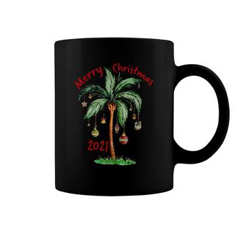 Merry Christmas 2021 Palm Tree Ornament Tropical Christmas Coffee Mug | Mazezy