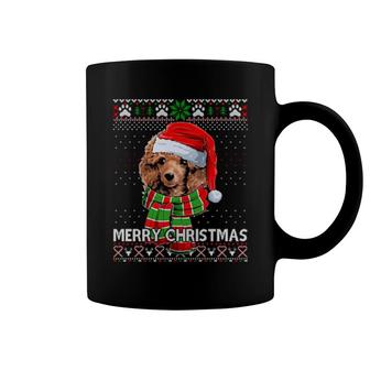 Merry Christmas Poodle Hat Santa Scarf Ugly Xmas Coffee Mug | Mazezy