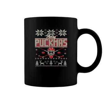Merry Puckmas Hockey Ugly Merry Christmas Coffee Mug