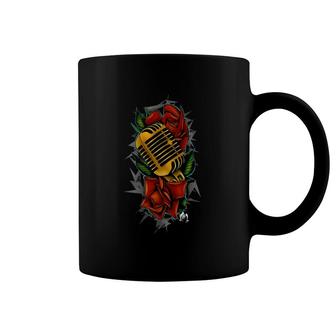 Mic And Roses Tattoo Coffee Mug | Mazezy