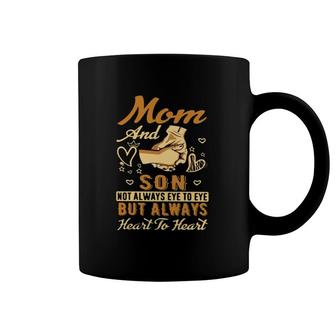 Mom And Son Not Always Eye To Eye But Always Heart To Heart Mother's Day Coffee Mug | Mazezy