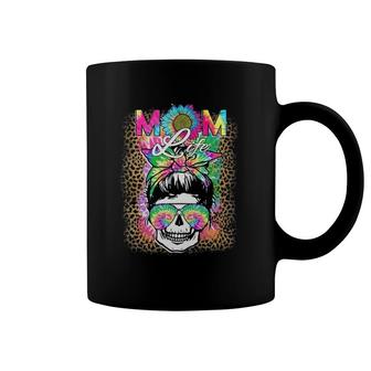 Mom Life Skull Messy Bun Leopard Tie Dye Bandana Mothers Day Coffee Mug | Mazezy DE