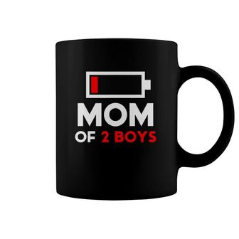 Mom Of 2 Boys Low Battery Mother's Day Gift Coffee Mug | Mazezy