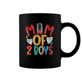 Mom Of 2 Boys Low Battery Tired Mom Heart Two Sons Mother's Day Coffee Mug | Mazezy