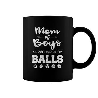Mom Of Boys Surrounded By Balls Funny Ball Mom Coffee Mug | Mazezy