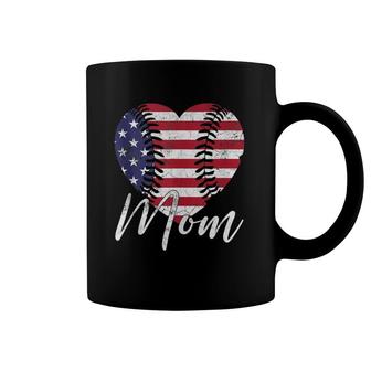 Mother's Day Gift July 4Th Mom Usa Heart Baseball Softball Coffee Mug | Mazezy