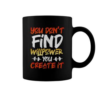 Motivational Workout Willpower Quote Dumbbell Art Coffee Mug | Mazezy