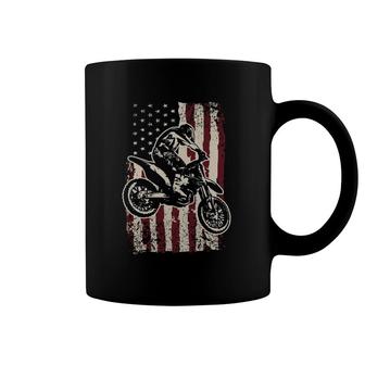 Motocross Dirt Bike Patriotic American Flag Biker Gift Pullover Coffee Mug | Mazezy