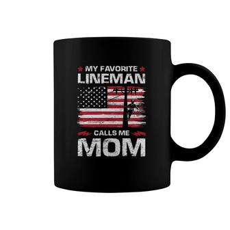 My Favorite Lineman Calls Me Mom Usa Flag Mother's Day Coffee Mug | Mazezy