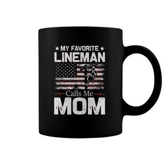 My Favorite Lineman Calls Me Mom Usa Flag Mothers Day Coffee Mug | Mazezy UK