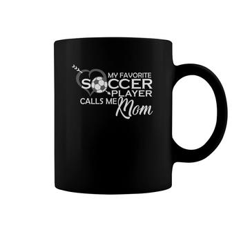 My Favorite Soccer Player Calls Me Mom Heart Ball Arrow Life Coffee Mug | Mazezy