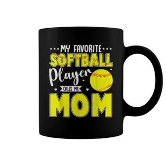 My Favorite Softball Player Calls Me Mom Matching Family Coffee Mug | Mazezy