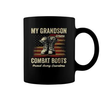My Grandson Wears Combat Boots Proud Army Grandma Veteran Coffee Mug | Mazezy