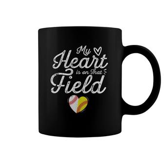 My Heart Is On That Field Baseball Softball Mother's Day Mom Coffee Mug | Mazezy