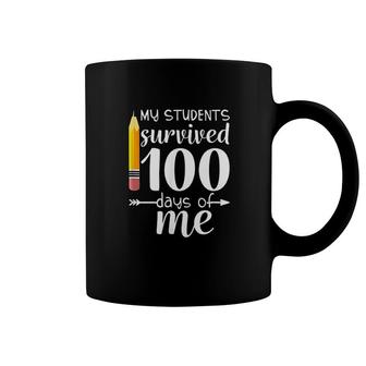 My Students Survived 100 Days Of Me Happy 100th Day Of School Pencil Gift Coffee Mug | Mazezy