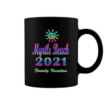 Myrtle Beach Family Vacation 2021 Spiral Sun Rainbow Coffee Mug | Mazezy