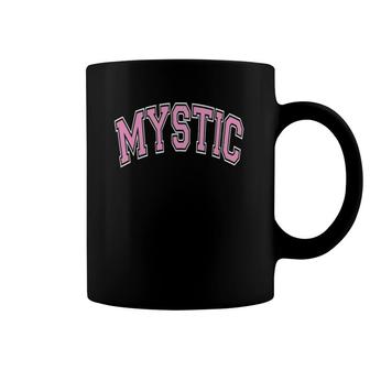 Mystic Connecticut Ct Varsity Style Pink Text Coffee Mug | Mazezy CA