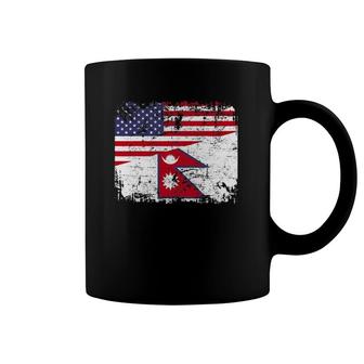 Nepalese Roots Half American Flag Nepal Coffee Mug | Mazezy