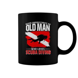 Never Underestimate An Old Man Diver Gift Scuba Diving Coffee Mug | Mazezy