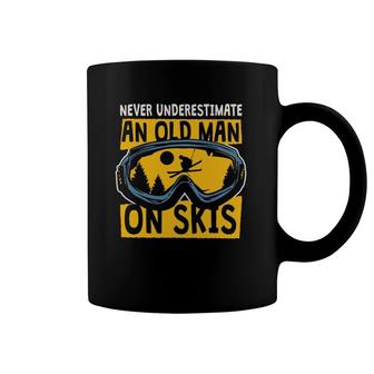 Never Underestimate An Old Man On Skis Skiing Dad Grandpa Coffee Mug | Mazezy