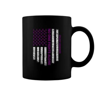 No One Fights Alone Usa Flag Purple Coffee Mug | Mazezy